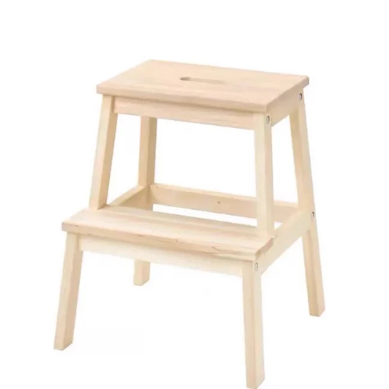 Sgabello a due livelli in legno massello, sgabello da bagno, poggiapiedi antiscivolo per adulti e bambini, stabile e durevole, vernice ecologica