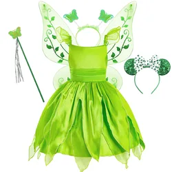 2024 Baby Green Fairy Costume Children Cosplay Carnival Elegant Disguise Girls Princess Pageant Clothes Party Dress 3-10 Years