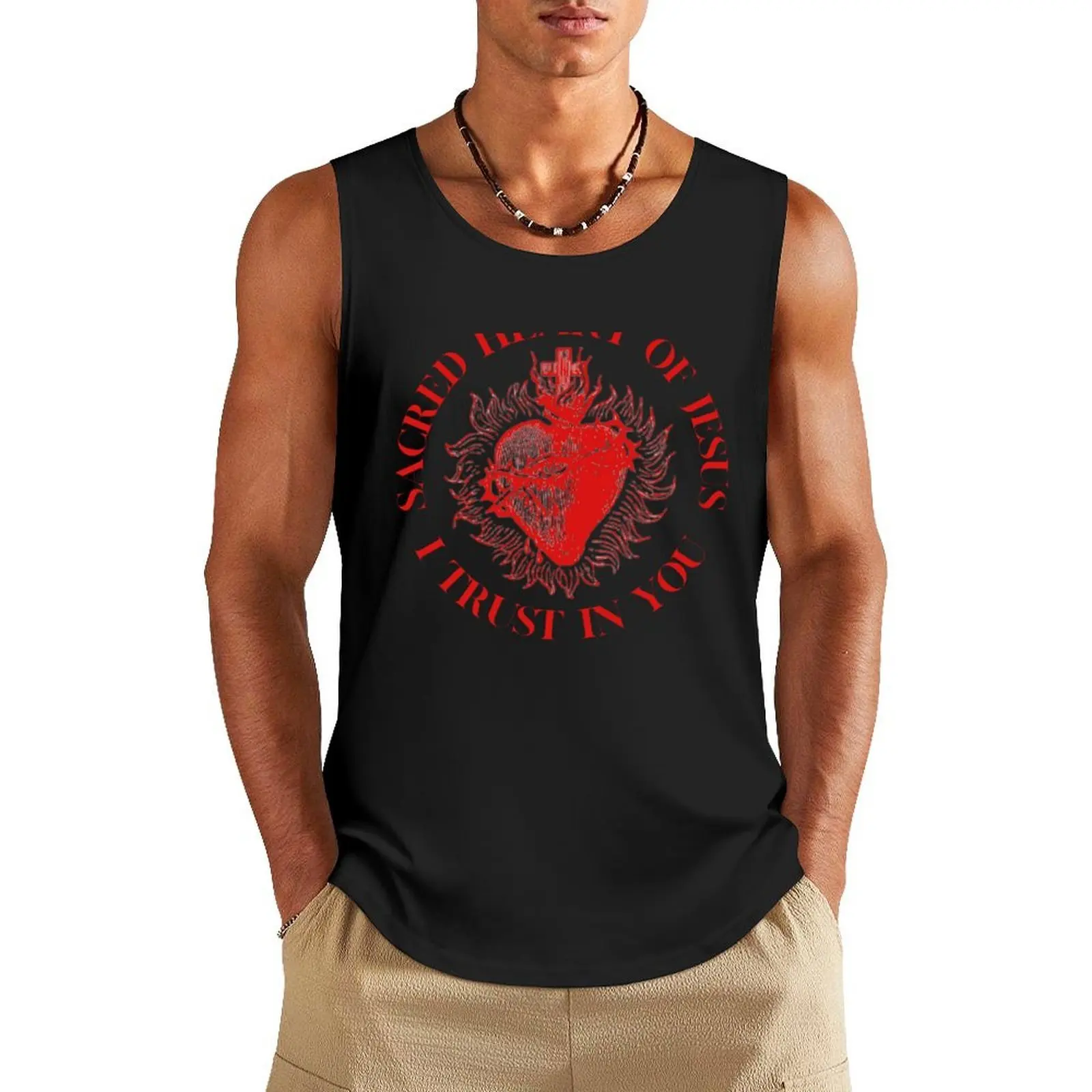 

Sacred Heart Of Jesus I Trust In You Tank Top Fitness men clothing clothes for men
