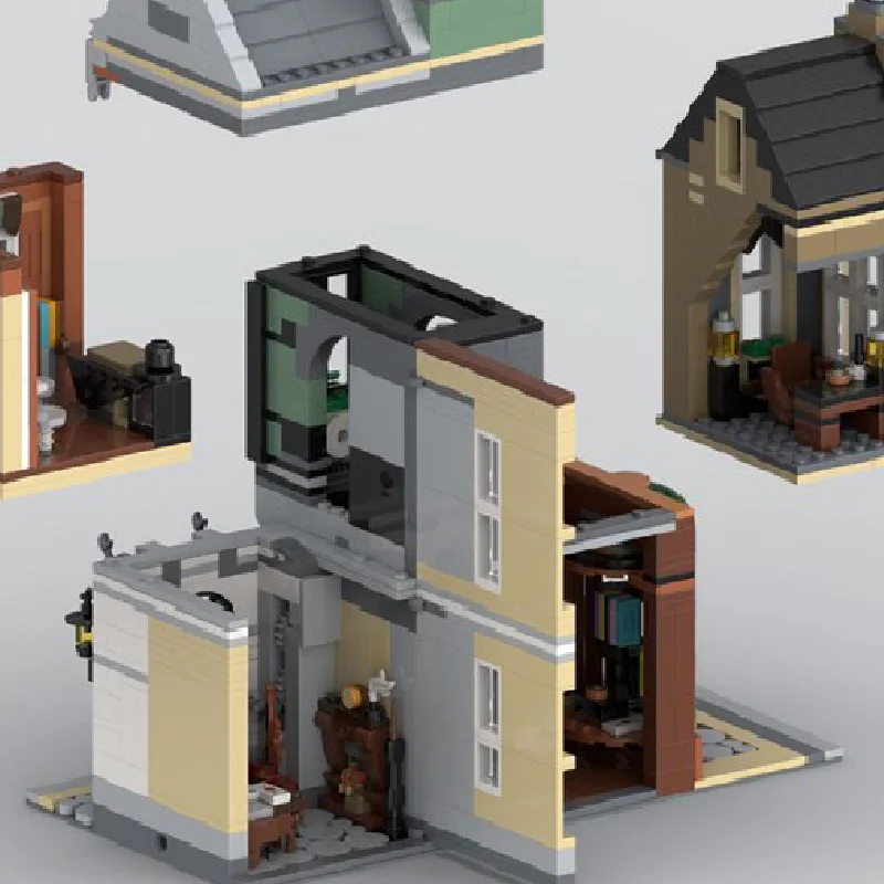 1781 Uds. MOC City famosas vistas a la calle, bloques de construcción modulares de lujo, montaje Diy, juguetes para niños, conjunto de regalos de navidad