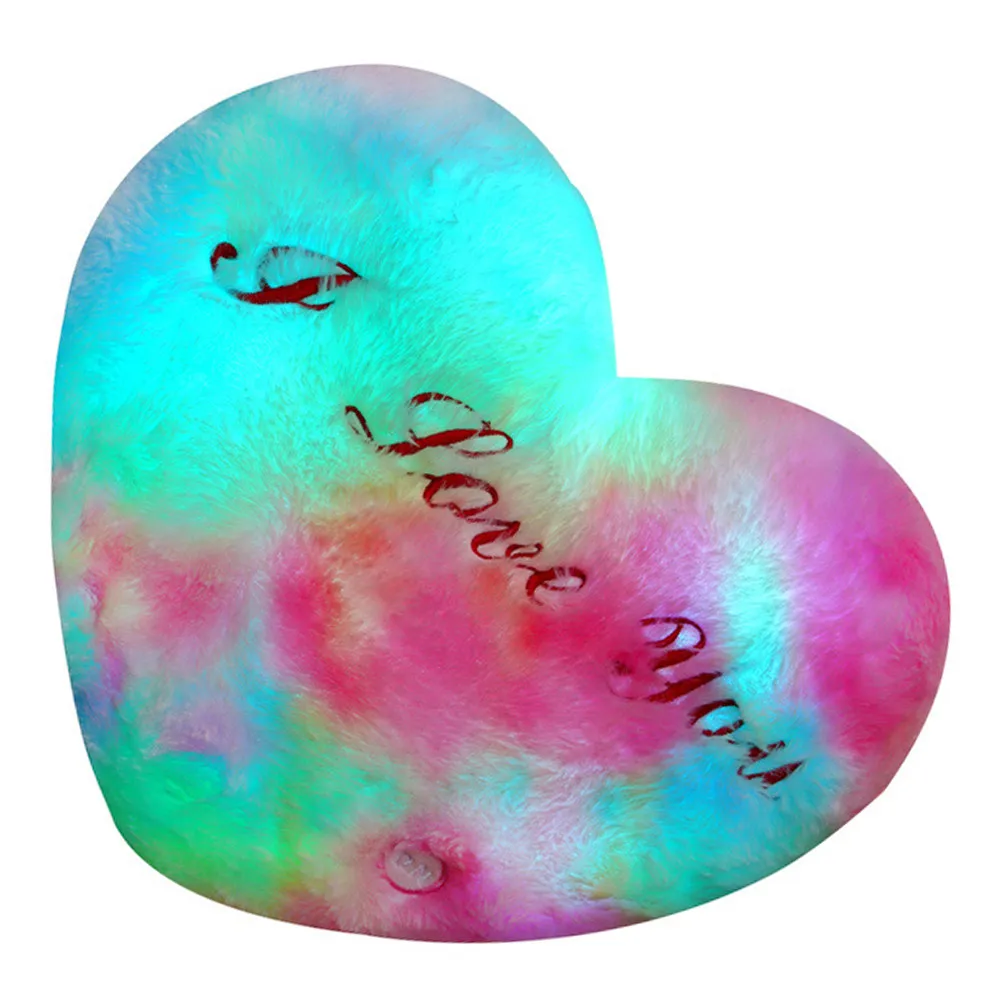 

Cute Heart Shaped Glow Pillow Soft Comfortable Night Light Kids Birthday Gift Creative Decoration Fun Family Present