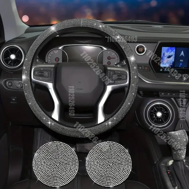 Crystal Car Steering Wheel Adapt To Steering Wheel Diameter 38cm Wheel Cover Bling Rhinestone Diamond Car Steering Protection