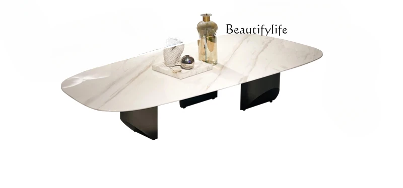 Natural Jazz White Luxury Stone Minimalist Tea Table Rectangular Light Luxury Living Room Marble Tea Table