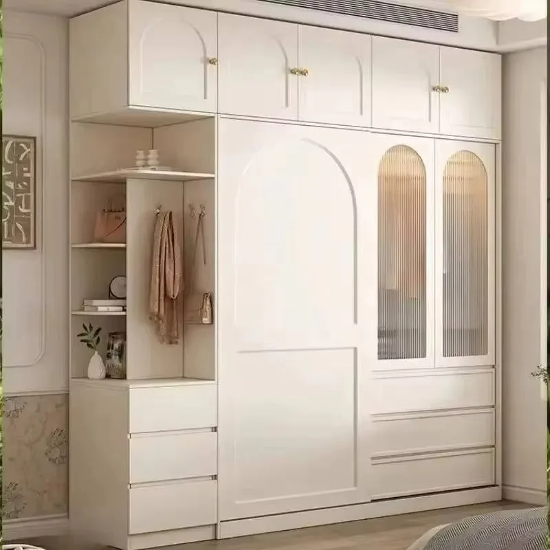 

Luxury Bedroom Wooden Wardrobes Top Cabinet White Tall Clothes Closet Adult Display Living Room Armadio Guardaroba Furniture