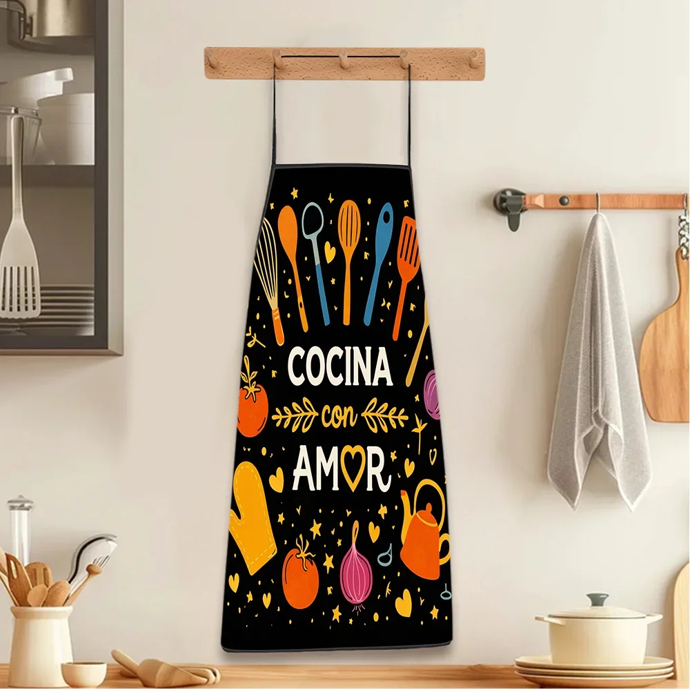 Funny Kitchen Apron Cooking Love Design Apron for Women Men Gift Apron for Bakers and Cooks