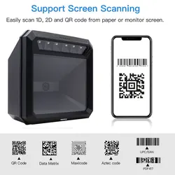 Hands-Free 2D Barcode Scanner Bluetooth Wired USB Desktop Bar Code Reader Bluetooth1D QR Omnidirectional Wireless Barcod Scanner