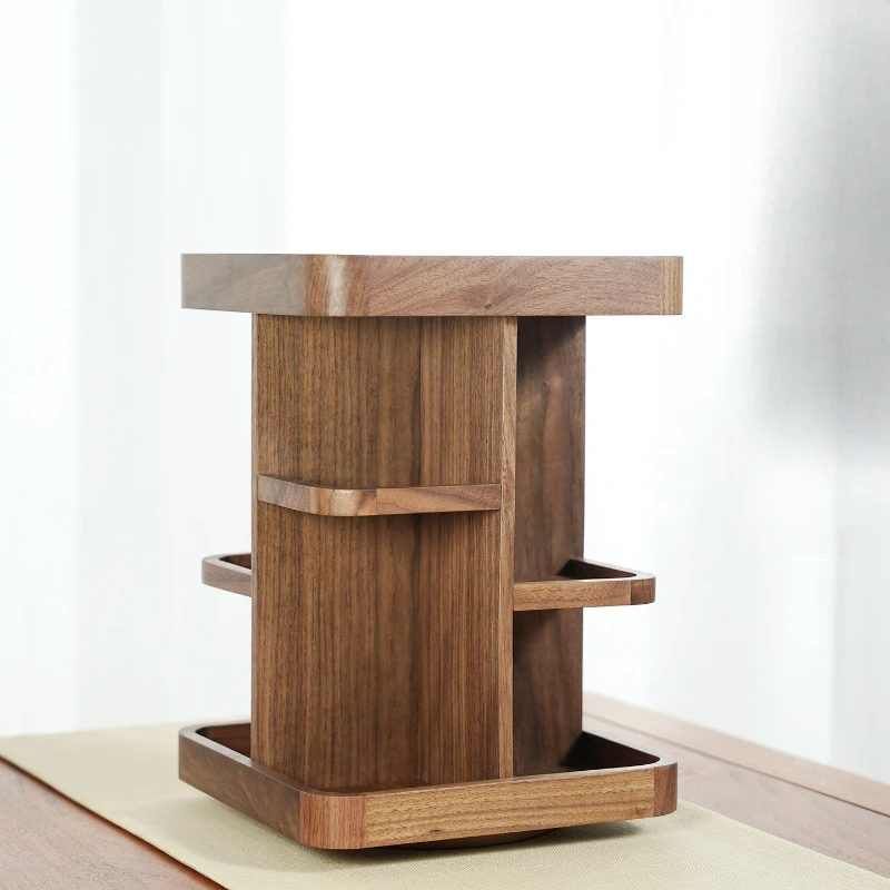 Xiao Ai rotating tea set rack creative desktop display storage cabinet household solid wood teapot