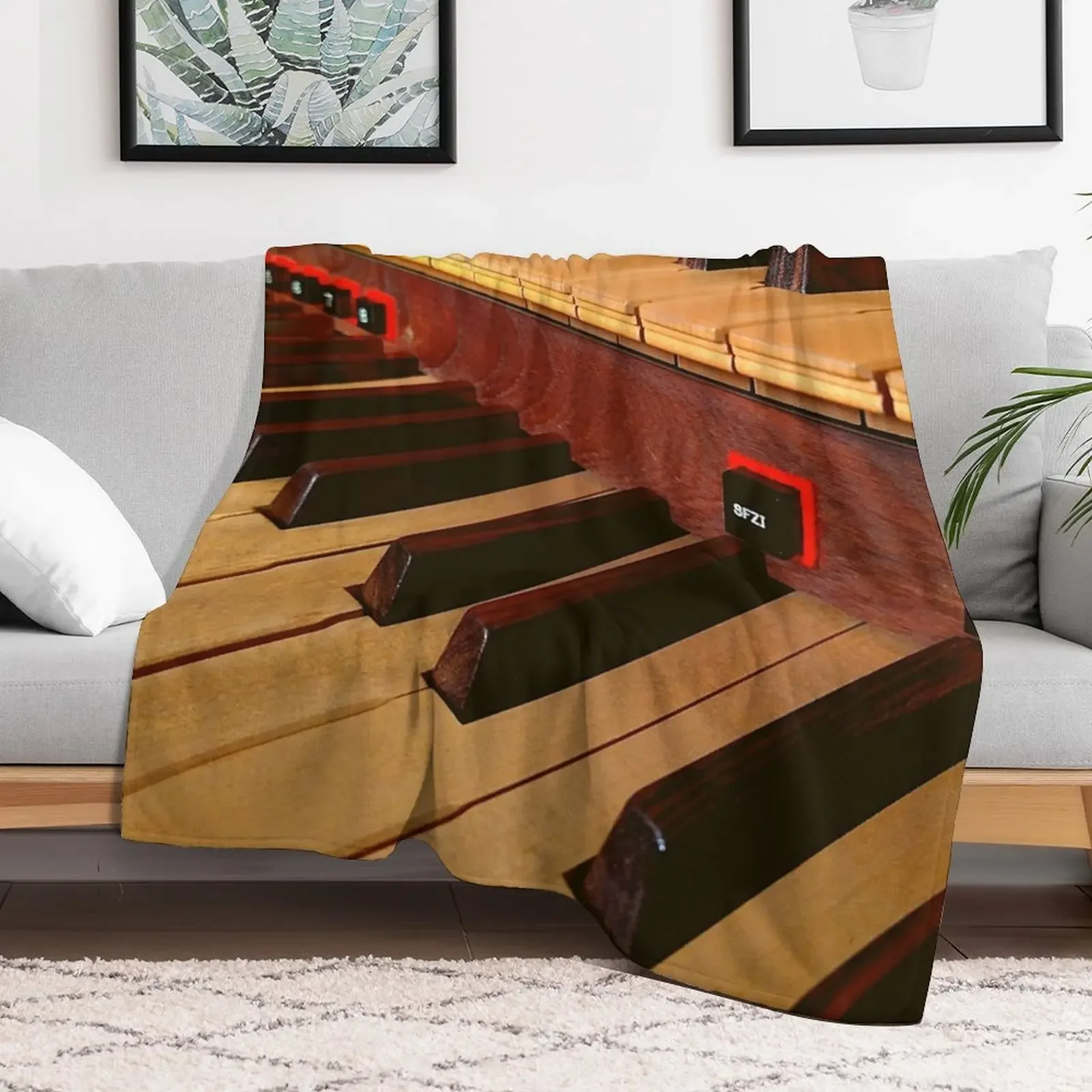 Organ Keys On an Antique Pipe Organ Throw Blanket Soft Cozy Blanket for Pet Kids Adults