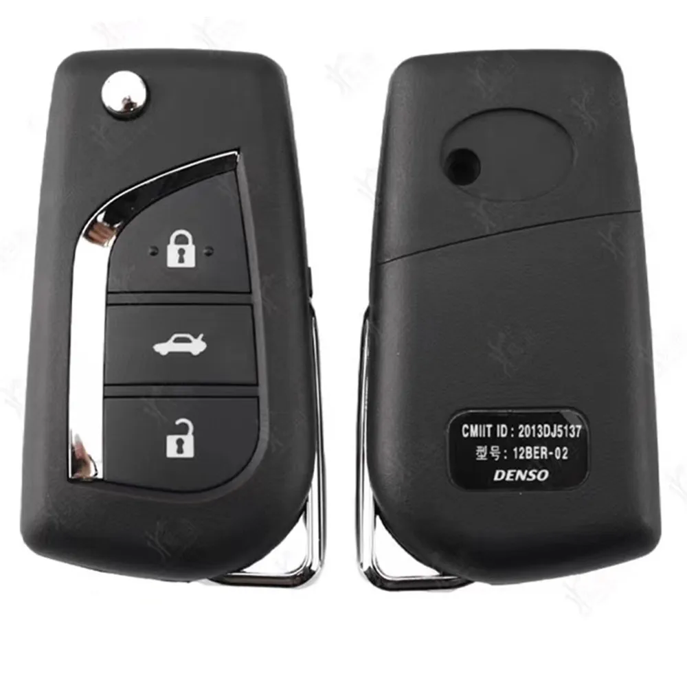 Car Key Shell Case Blank Fob Auto Remote Folding Flip 3 Button Toy43 Uncut Blade Accessories For Toyota Corolla RAV4 Before 2013