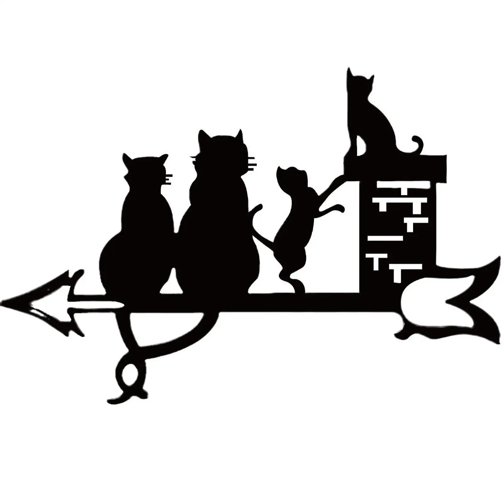 Wrought Iron Style Cat Weather Vane Metal Outdoor Vane Wind Direction Indicator for Garden Fence Shed Barn Gazebo