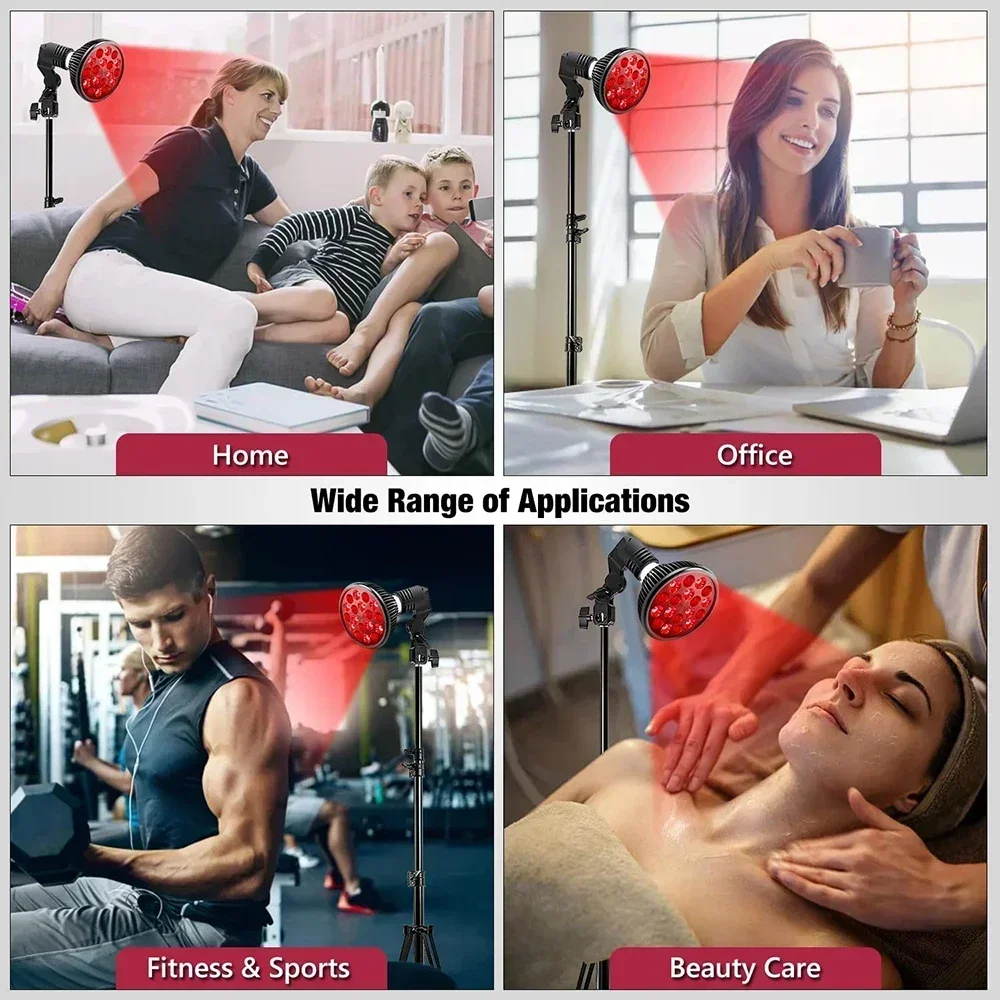 Red Light Therapy for Body and Face, 660nm ＆ 850nm Infrared Red Light Therapy Device with Adjustable Stand for Pain Relief, Skin