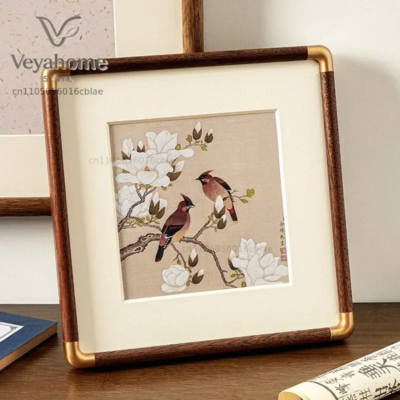 Chinese solid wood painting picture frame table advanced sense landscape picture frame mounted hanging wall living room
