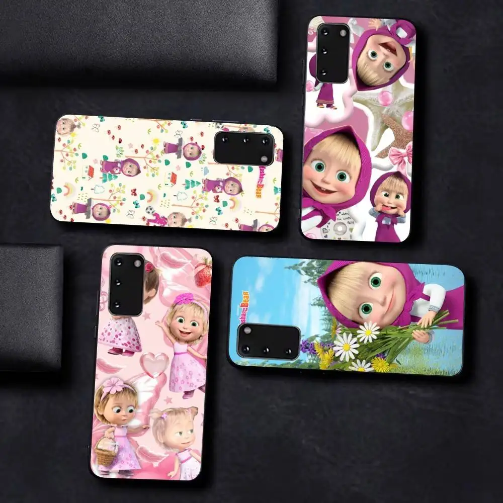 Cute Masha And The Bear Phone Case For Samsung S 24 Fe 25 Ultra Plus 20 Lite 21 30 22 23 24 22 Ultra 5G Fundas