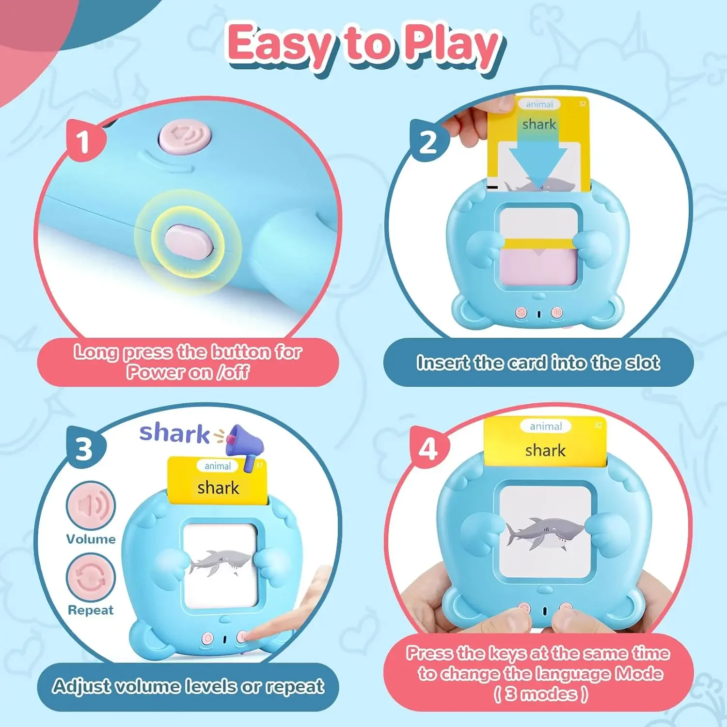 Bambino Parlante Schede Flash Bambini Macchina Leganring Sensoriale Montessori Giocattoli 224 Parole Sight Giochi Educativi Per Bambini Regalo Di Natale