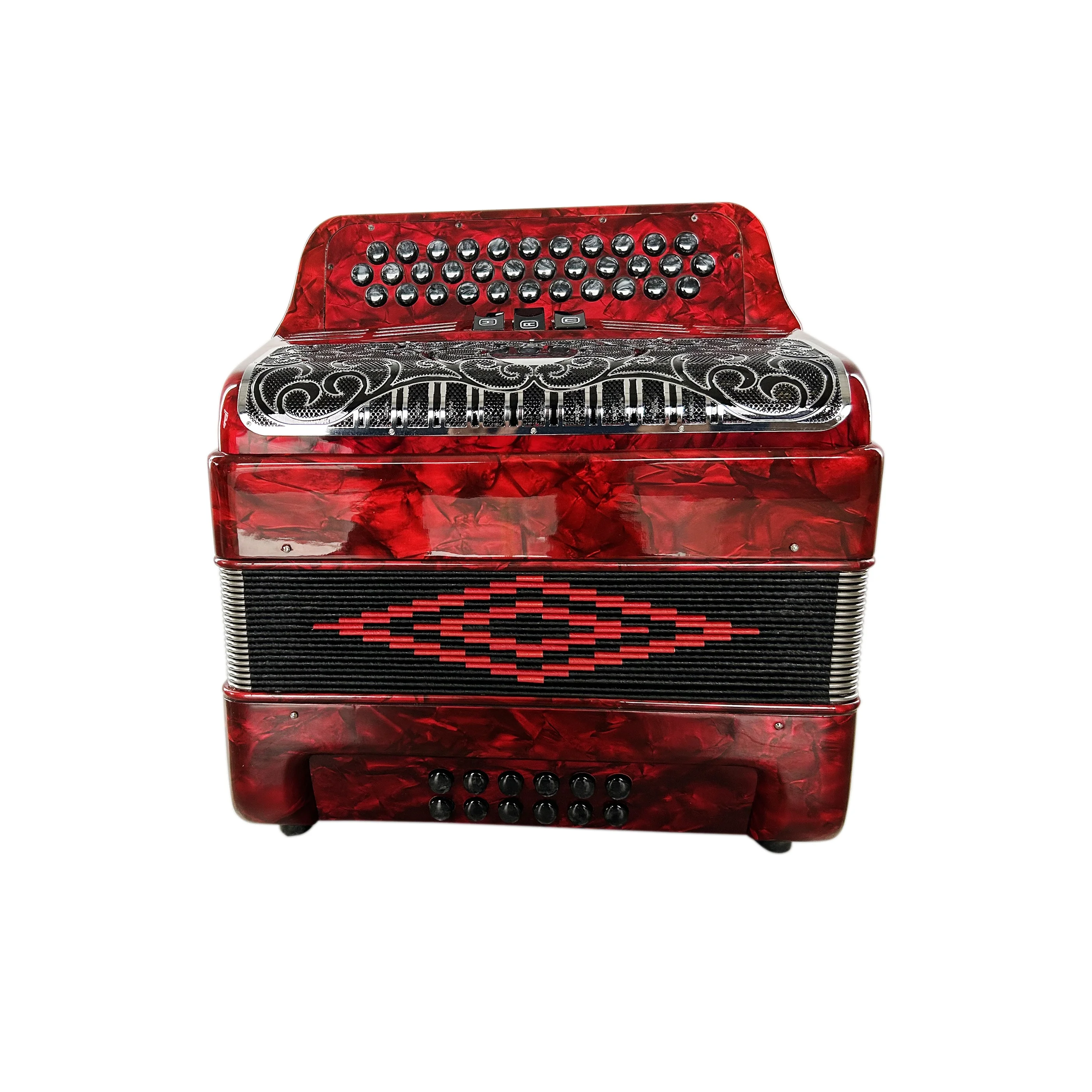 

SEASOUND OEM 34 Buttons 12 Bass 3 Registers Red Accordion Black Silver Grill Black Buttons Accordions Musical JB3412C