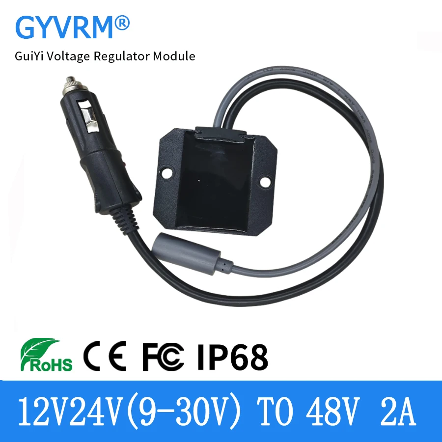Cigarette Lighter Power Adapter DC 12V/24V to 48V 2A Boost Converter Power Cord for RV, Surveillance, Boat 9-30V to 48V 2A
