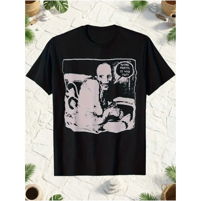 Men's Russian Sleep Experiment Pattern T-shirt American Trendy Short Sleeve Street Hip Hop Retro Loose Men's Top