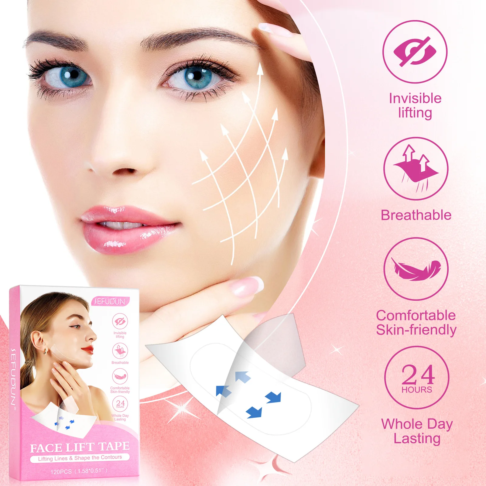 120Pcs Invisible Facial Lifting Sticker Thin Face Patche Facial Line Wrinkle Sagging Skin Fast Pull Chin Adhesive Tape Efficient