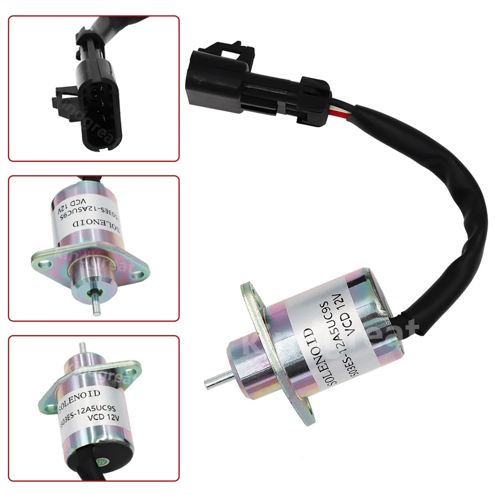 For Kubota V1505 D1505 Diesel Engine 1503ES-12A5UC9S SA-4561-T 12V New Fuel Shutoff Solenoid