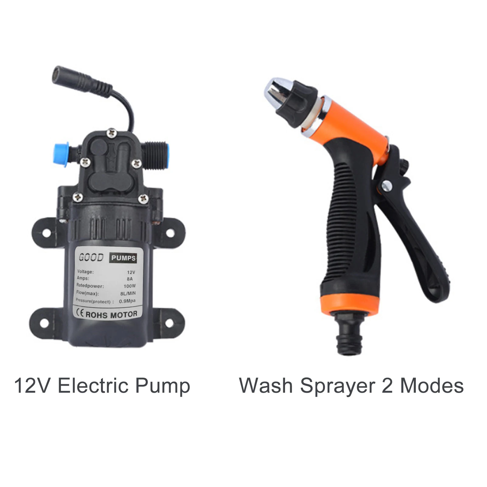 KKMOON High Pressure Car Washing Machine Kit 12V Electric Pump + Wash Sprayer 2 Modes + Power Cable + Hoses