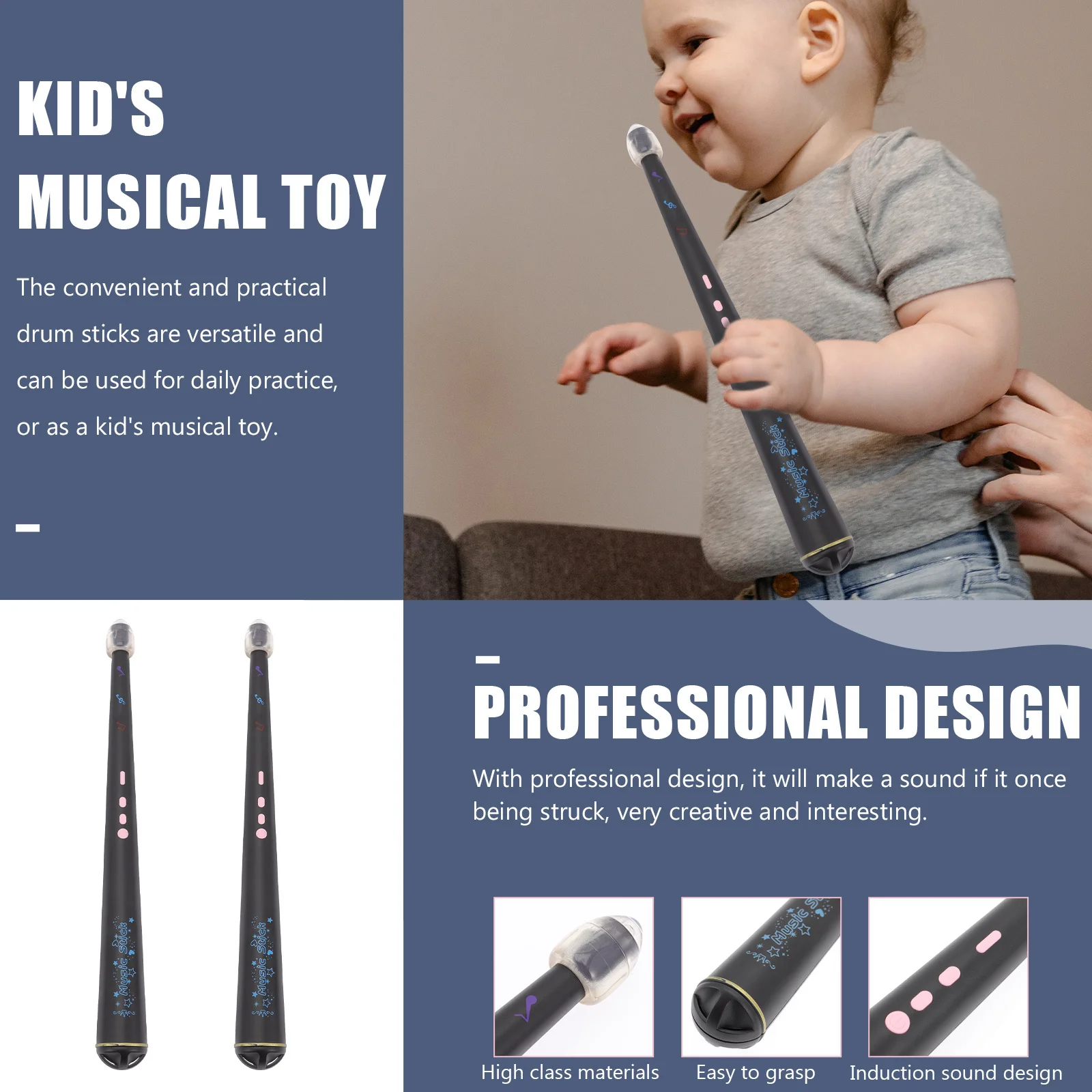 

1 Pair Electric Drumsticks Glowing Rhythm Music Sticks For Percussion Instrument Luminous Drum Stick Accessory