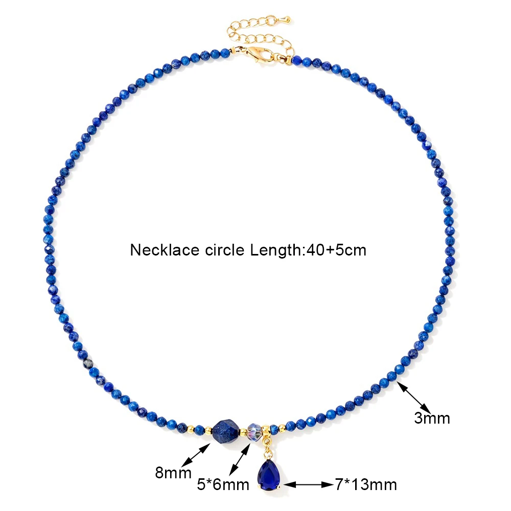 Women Malachite Beaded Choker Necklace 3mm Natural lapis lazuli Quartz Beads Necklaces Adjustable Chain Lady Jewelry Gift