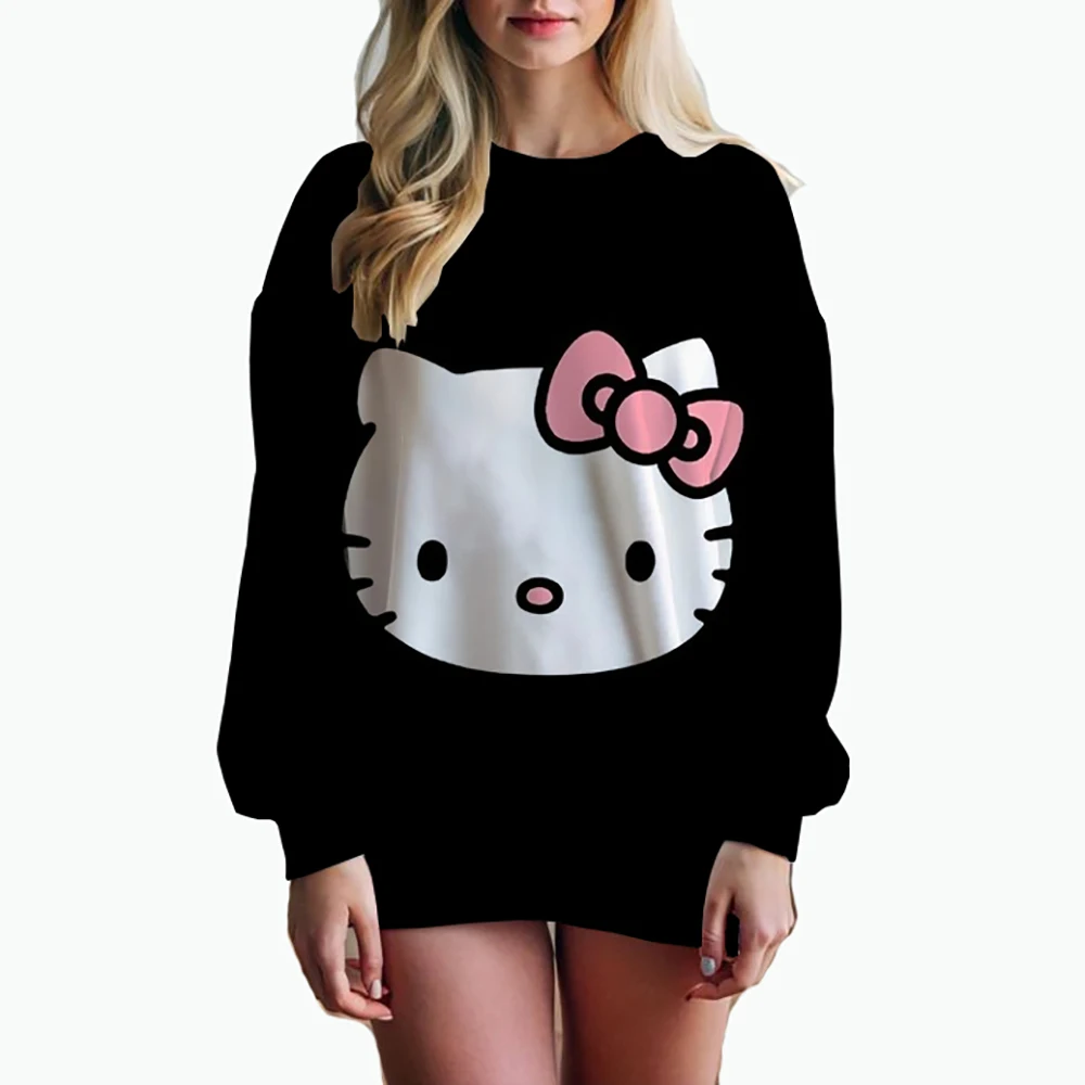 Vintage HELLO KITTY Print Crewneck Pullovers Harajuku Hoodie Women Fall Sweatshirt kawaii HELLO KITTY Sweatshirts