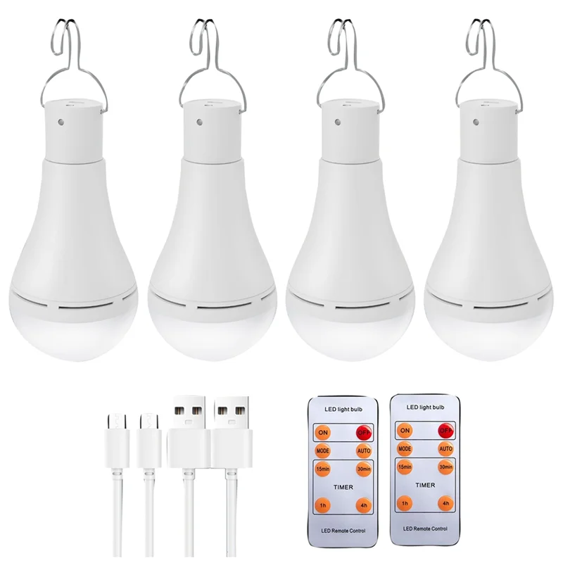 

USB Rechargeable Light Bulb, Battery Backup Emergency Light Bulb For Home Power Outage, Hanging LED Light Bulb,4 PCS Easy To Use