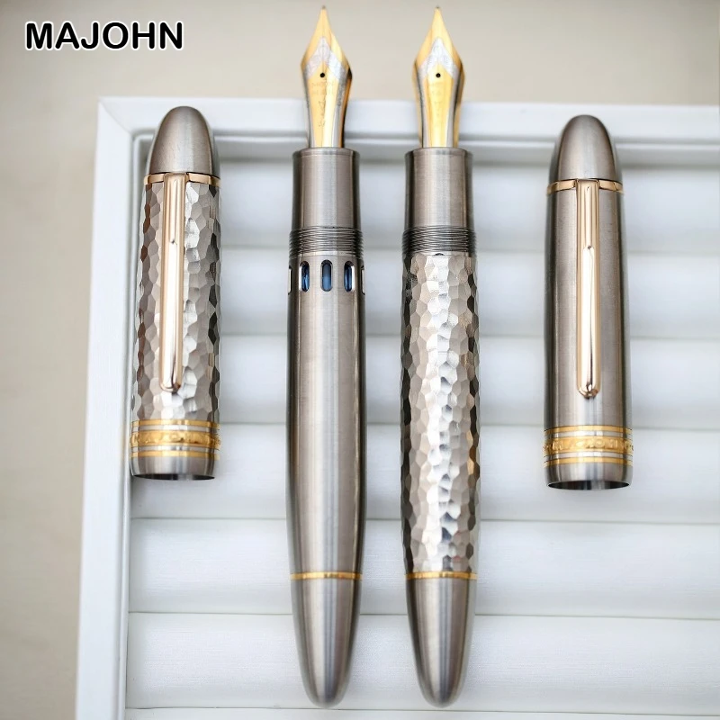 MAJOHN Ti-P141 سبائك التيتانيوم المكبس قلم حبر مطرقة معدنية نمط نسخة قلم حبر القرطاسية اللوازم المكتبية المدرسية