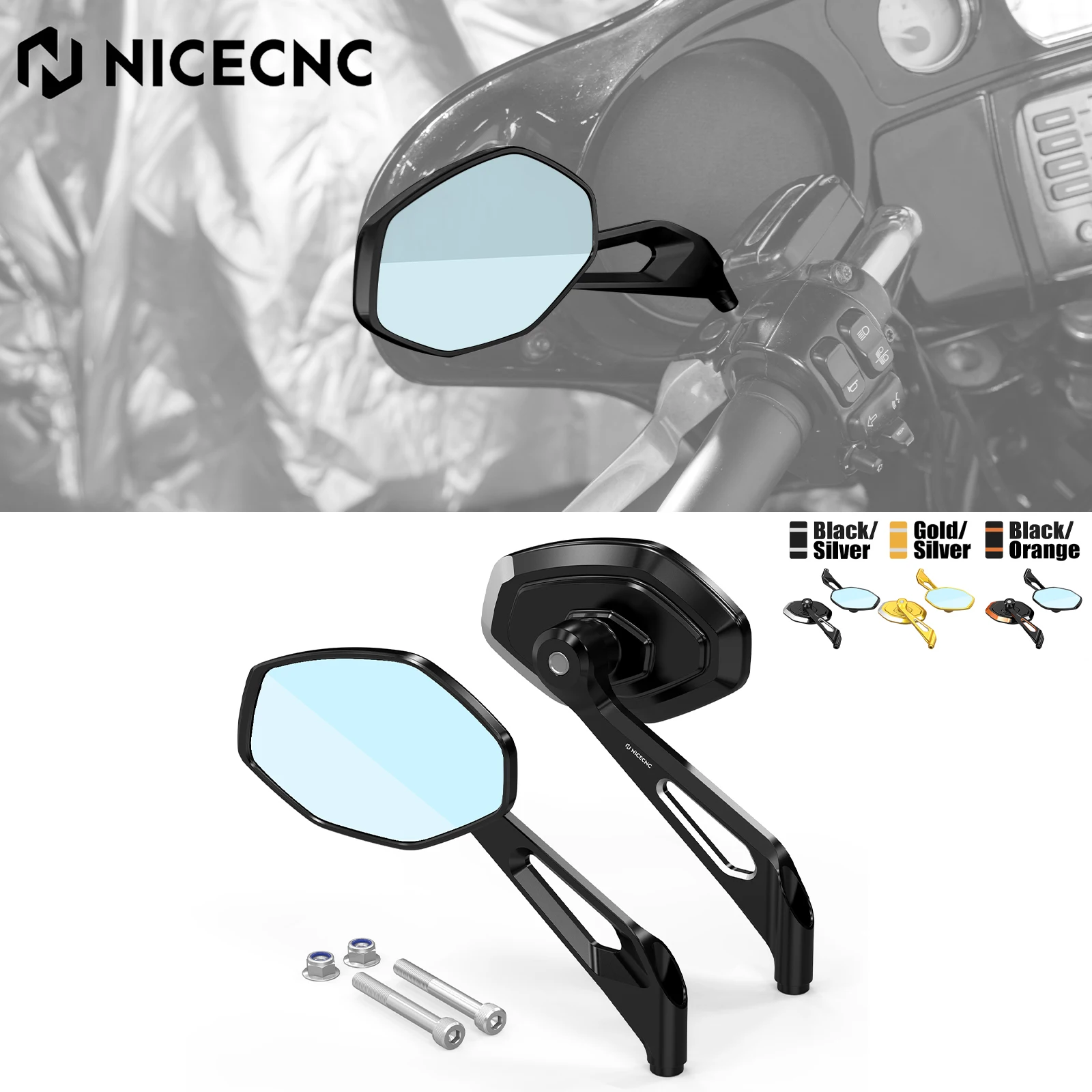 

Motorcycle Rearview Mirror For Harley Street Glide FLHX 2006-2025 Road King Classic FLHRC 2007-2013 Street Bob 114 FXBBS 2021-24