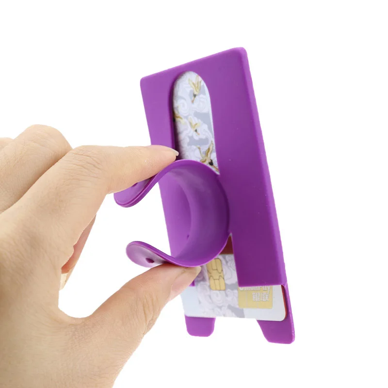 1 Piece Silicone U-shaped Holder Case Pouch For Cell Phone Colorful Card Holder Fashion Adhesive Sticker Back Cover