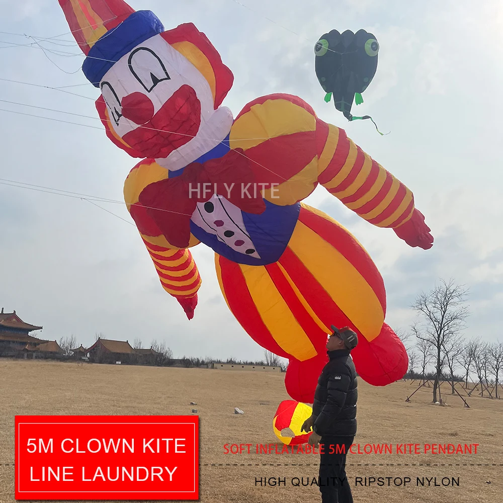 HFLY New Arrival Large 5m Clown Kite Line Laundry for Adults High Quality 40D Nylon Cartoon Show Kites Pendant
