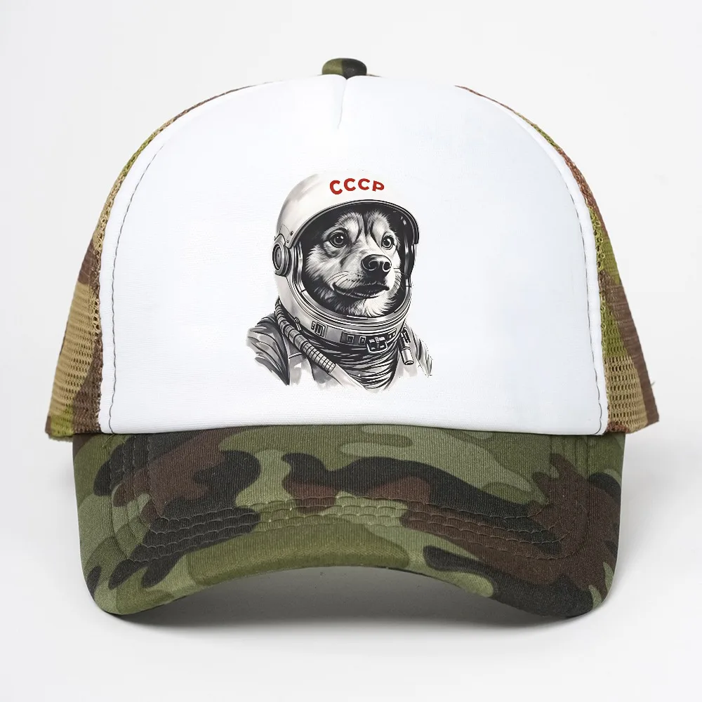 CCCP Rusia Laika Space Urss Astronauta Dog hat Men First dog in Space Baseball Cap Adjustable visor mesh breathable Trucker caps