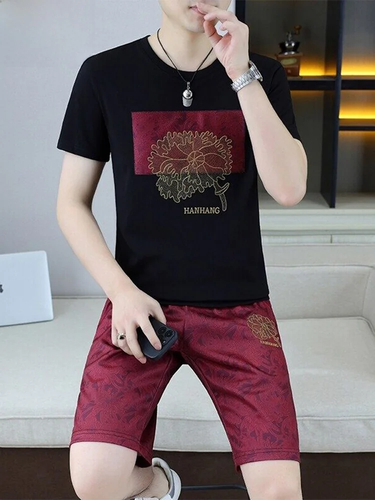 Conjunto Casual de Algodão Respirável TUCANO para Homens, Novo Estilo de Verão, Conjunto de Duas Peças com Camiseta de Manga ...
