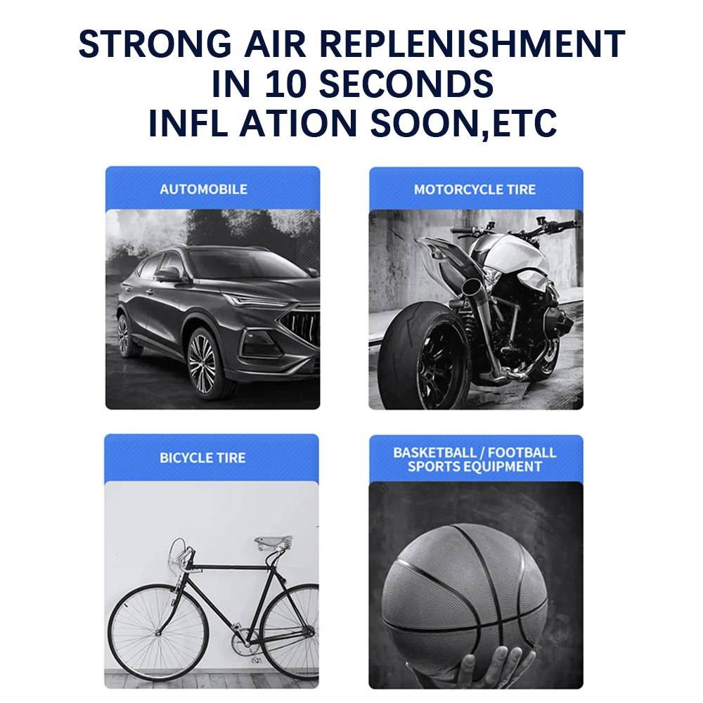 Rechargeable Air Pump Tire Inflator Digital Portable Compressor For Motocycle Bicycle Balls Cordless Car Tyre Inflator