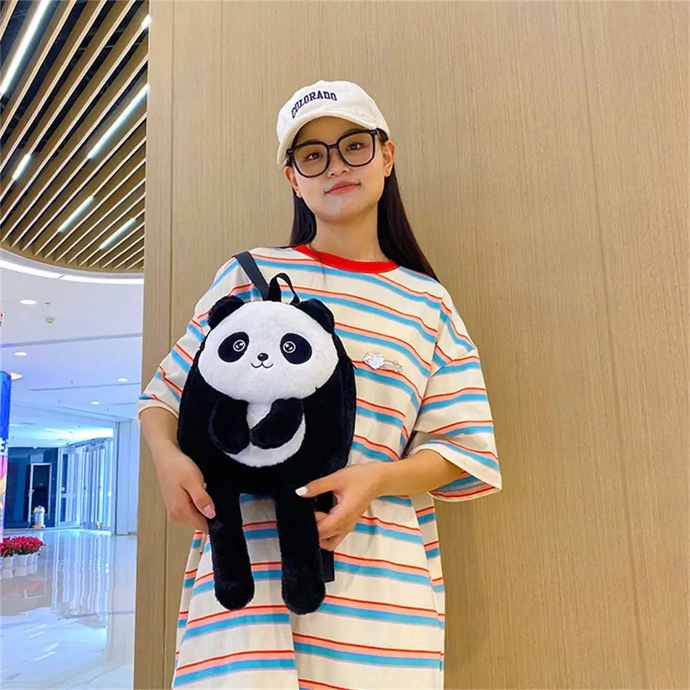 Animals Panda Plush Shoulder Bag Kindergarten Cute Cartoon Baby School Bag Preschool Coin Purse Plush Backpack Kids Phone Bag