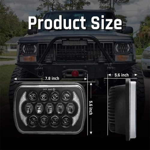 Imagen 2 del producto Faro Led cuadrado de 7x6 pulgadas, 5x7 pulgadas, Halo de haz alto-bajo para Jeep Cherokee XJ Wrangler YJ, motocicleta, coche, todoterreno, camión H6054 H5054