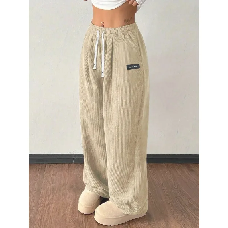 Autumn Straight Leg Long Pants Wide Leg Trousers Quick Dry Printed Elastic Waist Loose Fit Sports Lightweight sweatpants