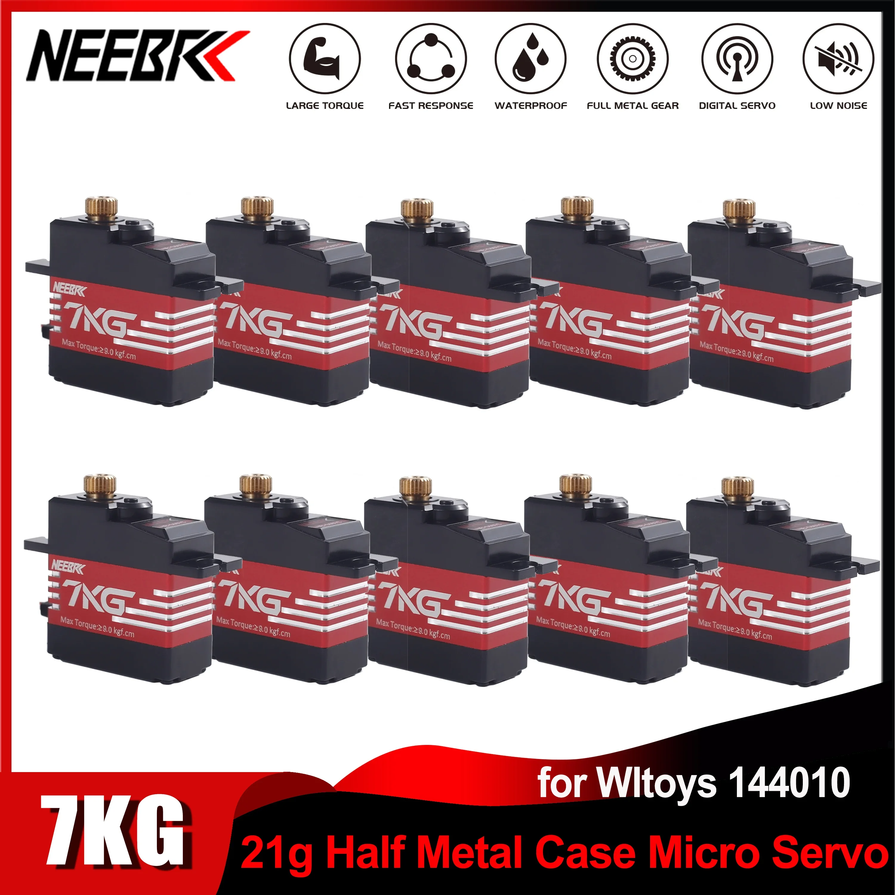 

1/5/10pcs NEEBRC 7KG Waterproof 21G Metal Gear Case Micro Servo for 1/18 1/16 RC Car Wltoys 144010 MJX Hyper Go 14209 14210