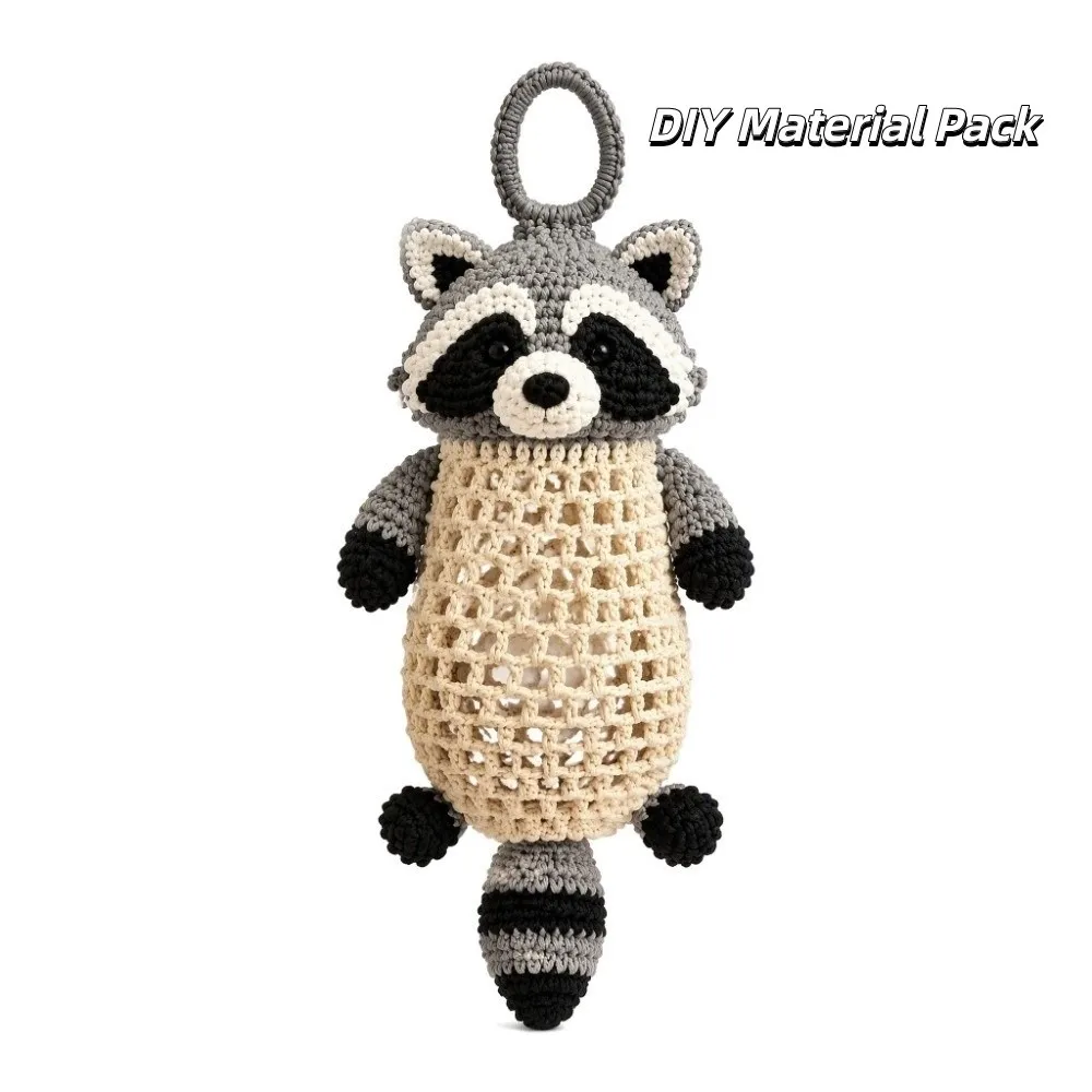 Handmade Crochet Animal Bag Holder Kit Animal Shaped DIY Yarn Craft Grocery Bag Dispenser Cute Stylish Wall Hanging