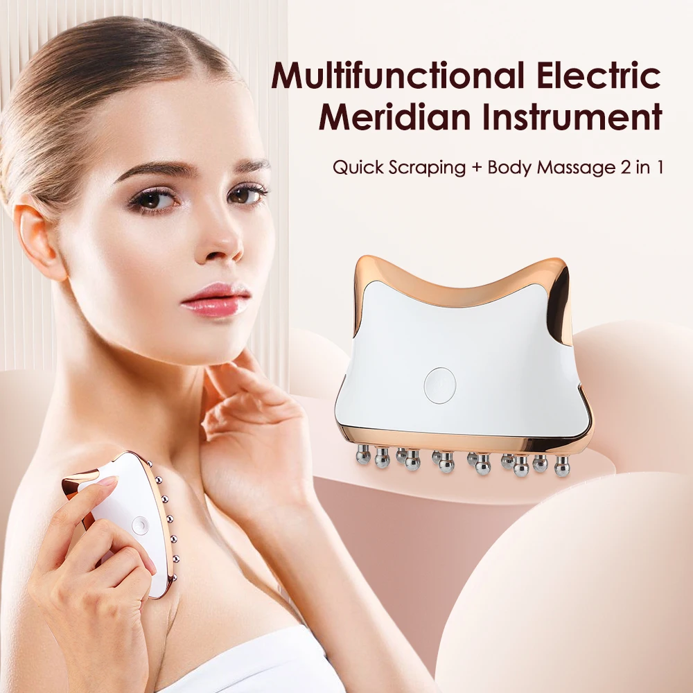 Protable Electric Meridian Instrument Neck Back Body Massager Lymphatic Detoxification Meridian Massage Brush Scraping Home