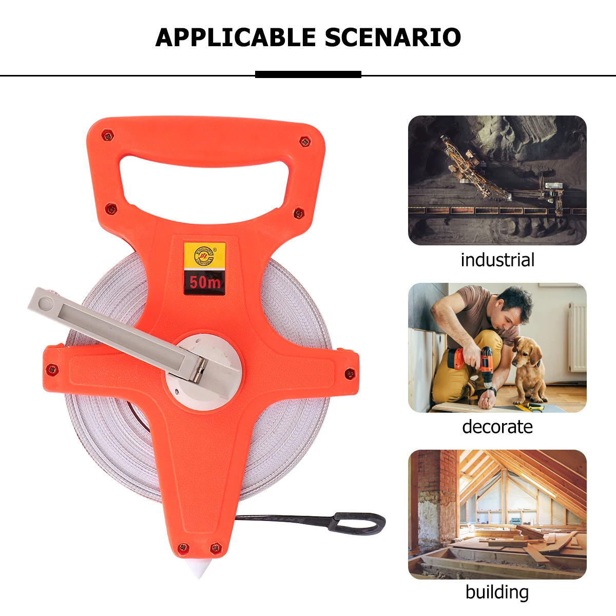

50M Handheld Engineering Tape Measure Rugged Fiberglass Reel Ergonomic Grip For Survey Utility Construction Open Reel Metric