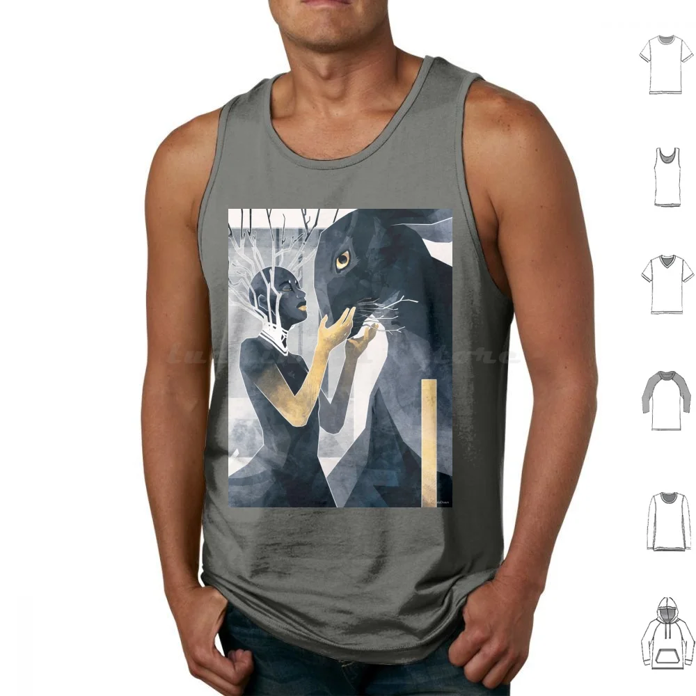 The Gold Within Tank Tops Print Cotton Mental Health Rabbit Animal Cute Anxiety Depression Gold Blue Silver Nature
