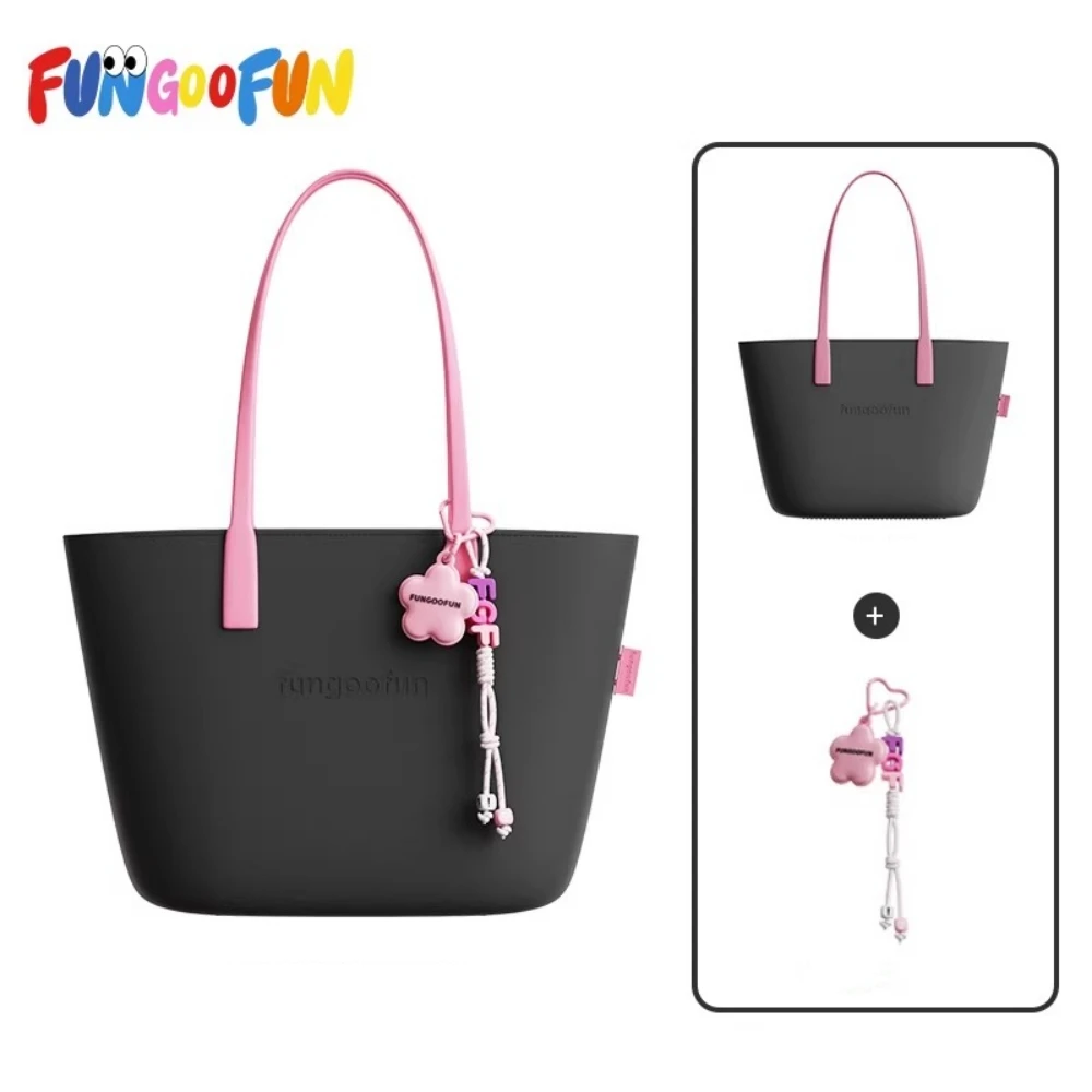 Fungoofun Women's Large Capacity Commuter Bag 2026 New Spring/Summer Office Ladies Handbag EVA Square Tote Bag Beach Bag
