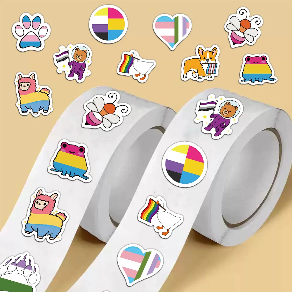 

500 шт., наклейки в рулонах смешанного флага, наклейки из мультяшного материала, милые уплотнительные наклейки для конвертов, декоративные наклейки