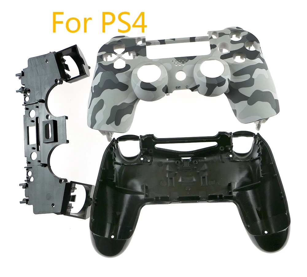 1 unidad de carcasa completa de camuflaje versión con piezas conductoras de teclas pequeñas completas para controlador PS4 JDS 001 011 JDM