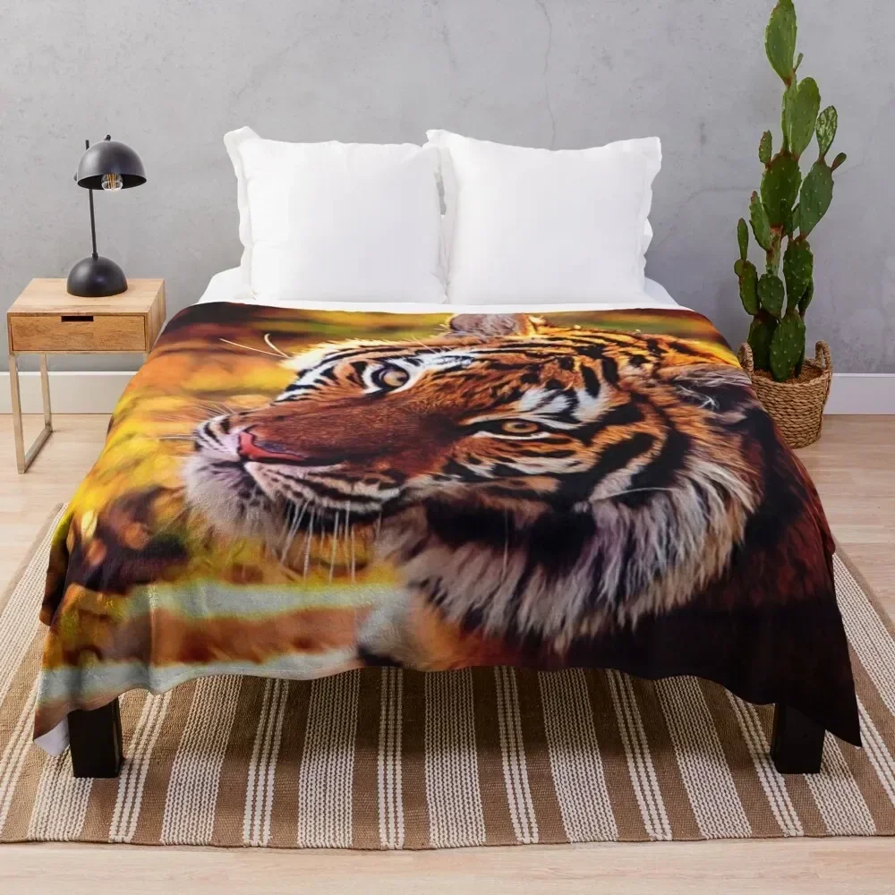 

Beautiful Tiger Throw Blanket Cozy Throw Blanket for Bed Sofa Chair