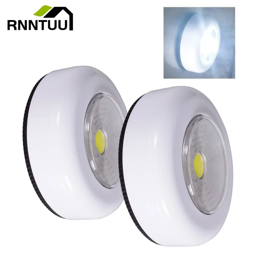 LED Touch Control Night Light Round Lamp Under Cabinet Closet Push Stick On Lamp Home Kitchen Bedroom Automobile Use