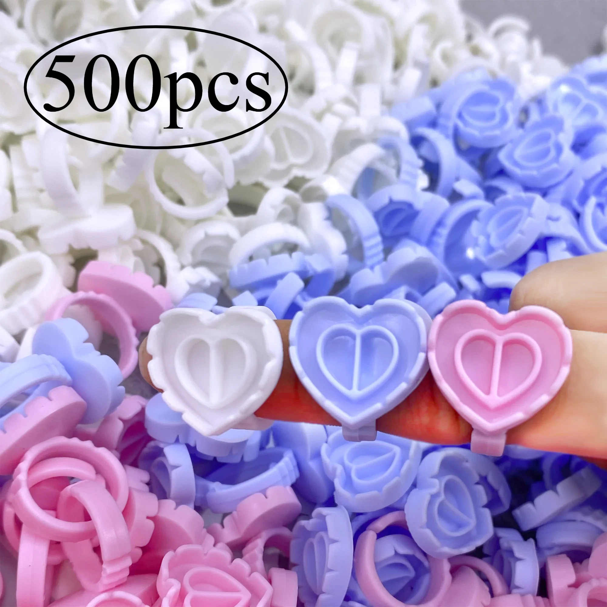 500Pcs Wholesale Disposable Eyelash Glue Fan Cup Rings Holder Container Tattoo Pigment Eyelash Extension Tools Lash Supplies