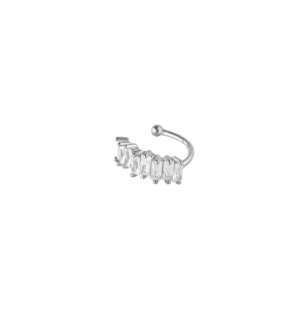 Girls Real 925 Sterling Silver French Square Zircon No Ear Piercing Earrings Gift for Women Girls Party Fine Jewelry Gift